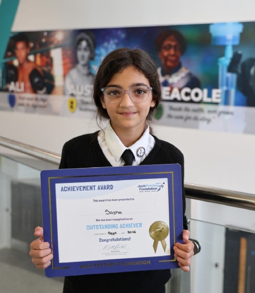 Sasha Receives Jack Petchey Outstanding Achiever Award